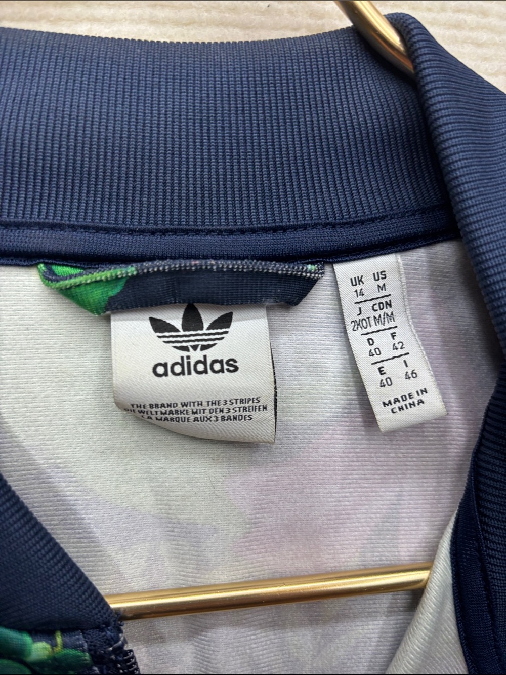 adidas Navy Floral Bomber Jacket - Picture 3 of 7
